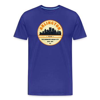 Arlington Skyline City Badge - Men's Premium Organic T-Shirt - royal blue - Front - Damien (186cm)