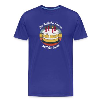 Hellste Kerze auf der Torte - weiße Schrift - Männer Premium Bio T-Shirt - Königsblau - Vorne - Damien (186cm)