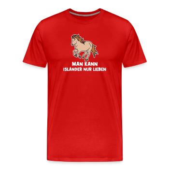 Cool Islandpferde Statement Pferdenarr Galopp - Männer Premium Bio T-Shirt - Rot - Vorne - Damien (186cm)