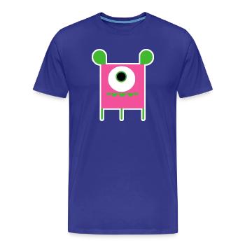Pink Cyclops Monster | Funny Square Alien - Men's Premium Organic T-Shirt - royal blue - Front - Damien (186cm)