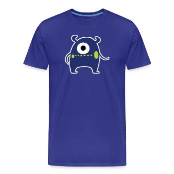 Navy Blue Cyclops Monster | Cute Chibi Alien  - Men's Premium Organic T-Shirt - royal blue - Front - Damien (186cm)