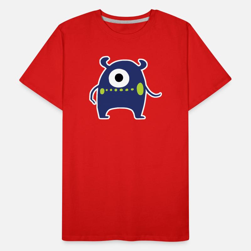 Monstre Cyclope bleu marine | Extraterrestre Chibi mignon T-shirt bio Premium Homme