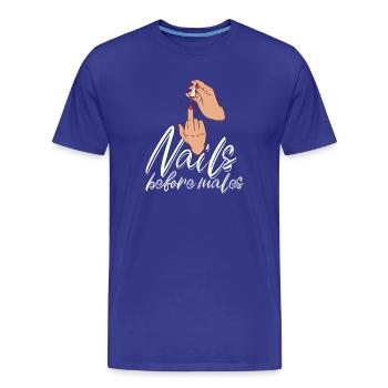 Les ongles avant les hommes Créateur d’ongles - T-shirt bio Premium Homme - bleu roi - Devant - Damien (186cm)