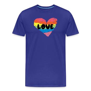 Cœur LGBT Amour Arc-en-ciel Droits Homosexuels - T-shirt bio Premium Homme - bleu roi - Devant - Damien (186cm)