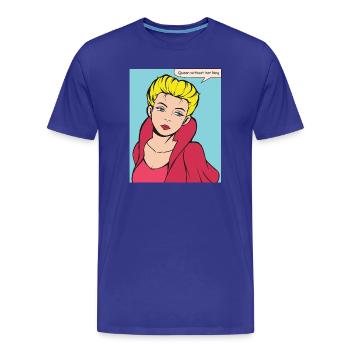 Reine sans roi Pop Art - T-shirt bio Premium Homme - bleu roi - Devant - Damien (186cm)