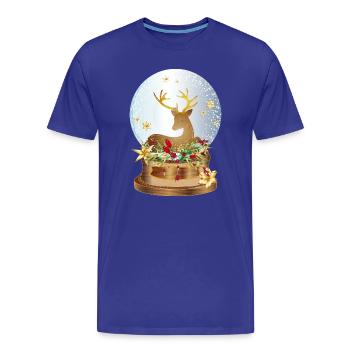 nostalgic snow globe with deer for Christmas - Men's Premium Organic T-Shirt - royal blue - Front - Damien (186cm)