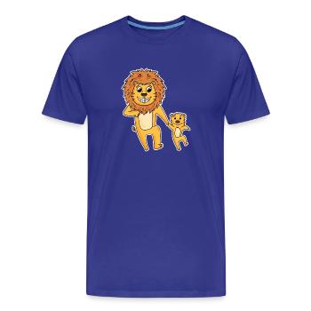 Lion avec bébé lion - T-shirt bio Premium Homme - bleu roi - Devant - Damien (186cm)