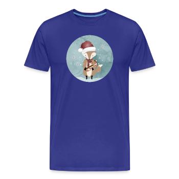 renard doré pour Noël avec canne à sucre - T-shirt bio Premium Homme - bleu roi - Devant - Damien (186cm)