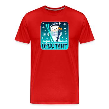 WINTER - Anfänger - SKI - BÄR - Männer Premium Bio T-Shirt - Rot - Vorne - Damien (186cm)