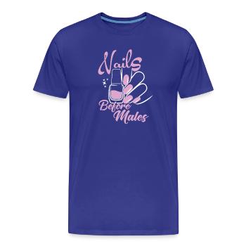 Les ongles avant les hommes Créateur d’ongles - T-shirt bio Premium Homme - bleu roi - Devant - Damien (186cm)