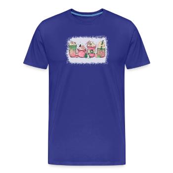 Tasse de chocolat chaud menthe poivrée Moka - T-shirt bio Premium Homme - bleu roi - Devant - Damien (186cm)