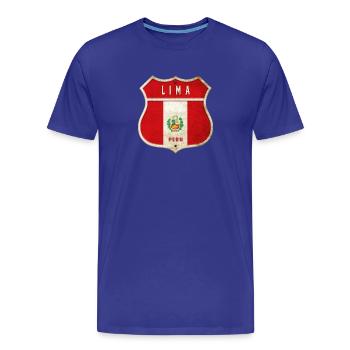 Design du drapeau de Lima (Pérou) - T-shirt bio Premium Homme - bleu roi - Devant - Damien (186cm)