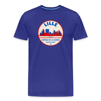 Lille Skyline Retro Abzeichen - Männer Premium Bio T-Shirt - Königsblau - Vorne - Damien (186cm)