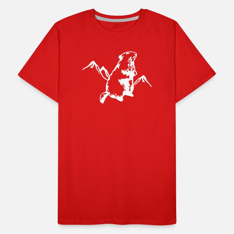 Murmeltier mit Bergen Männer Premium Bio T-Shirt