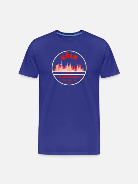 Cologne Skyline Retro Stamp - Men's Premium Organic T-Shirt - royal blue