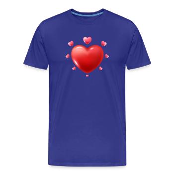 Amour - Saint-Valentin - Cœurs - T-shirt bio Premium Homme - bleu roi - Devant - Damien (186cm)