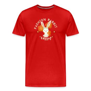 Lapin à fleurs et carotte chic - T-shirt bio Premium Homme - rouge - Devant - Damien (186cm)