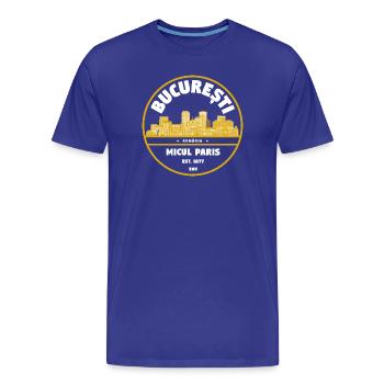 Micul Paris Bukarest Badge - Männer Premium Bio T-Shirt - Königsblau - Vorne - Damien (186cm)