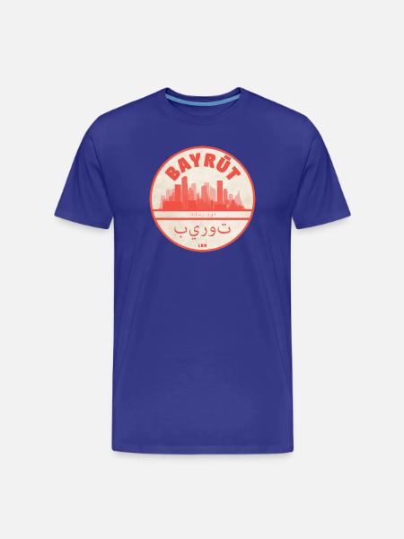Beirut Skyline Rundlogo Rot - Männer Premium Bio T-Shirt - Königsblau