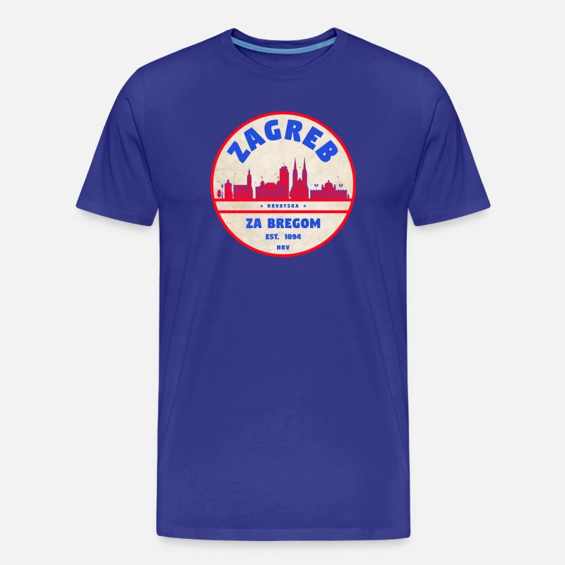 Zagreb Rundlogo Skyline Retro - Männer Premium Bio T-Shirt - Königsblau