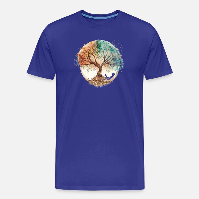 Wasserfarben Lebensbaum Kreis - Männer Premium Bio T-Shirt - Königsblau