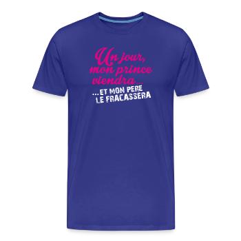 Un jour mon prince viendra - T-shirt bio Premium Homme - bleu roi - Devant - Damien (186cm)