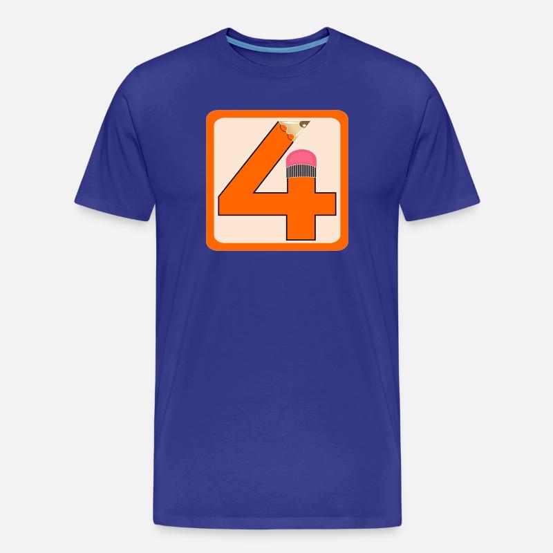 ZAHL 4 - VIER - BLEISTIFT - BUNTSTIFTE - Männer Premium Bio T-Shirt - Königsblau