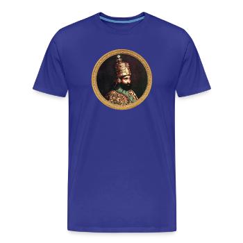 Hailé Sélassié HIM Jah Rastafari Rasta Racines royales - T-shirt bio Premium Homme - bleu roi - Devant - Damien (186cm)