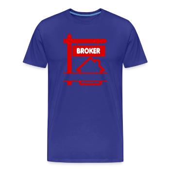 Logo du courtier rouge avec texte COURTIER - T-shirt bio Premium Homme - bleu roi - Devant - Damien (186cm)
