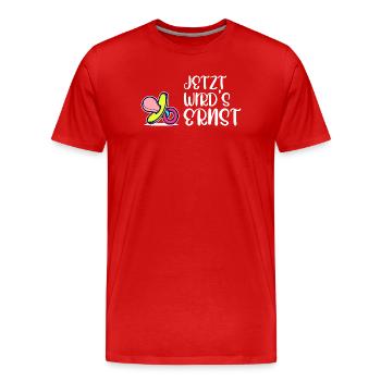 Geboren Schwanger Elternschaft Mama Babyglück - Männer Premium Bio T-Shirt - Rot - Vorne - Damien (186cm)