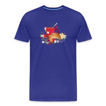 Breakfast in the countryside with croissant, coffee, berries - Men's Premium Organic T-Shirt - royal blue - Front - Damien (186cm)
