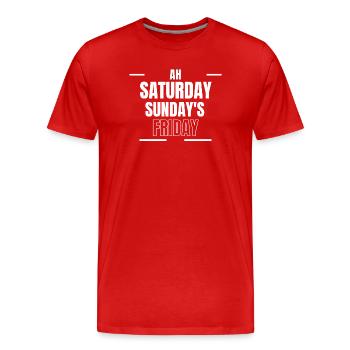 Ah Weekend Days Mashup Tee - Men's Premium Organic T-Shirt - red - Front - Damien (186cm)
