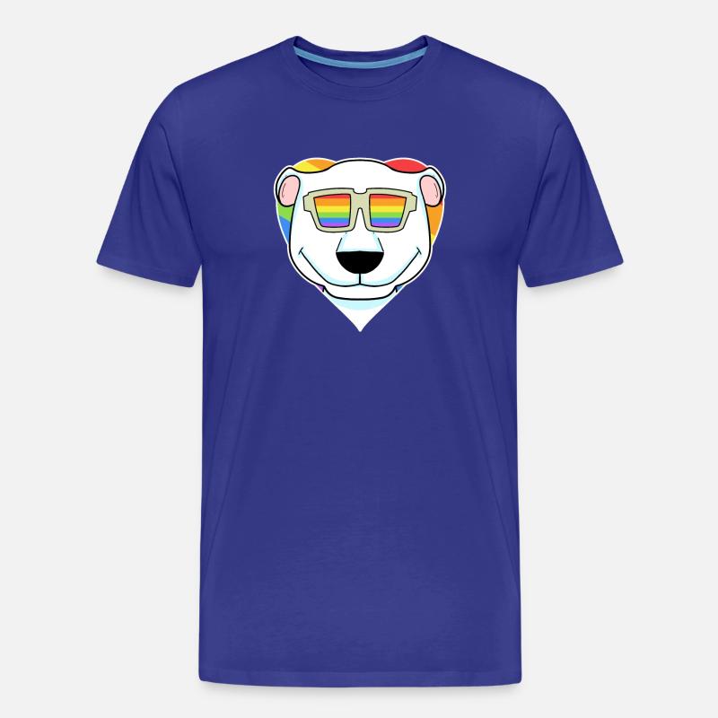 Regenbogen - Eisbär mit Brille - Männer Premium Bio T-Shirt - Königsblau