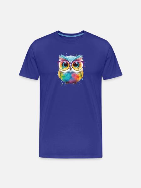 Bunte Brillen Eule - Männer Premium Bio T-Shirt - Königsblau