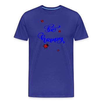 be happy - Men's Premium Organic T-Shirt - royal blue - Front - Damien (186cm)