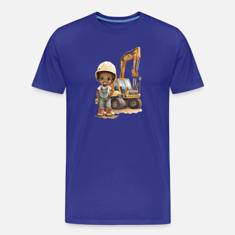 Bauarbeiter Kind mit Bagger - Männer Premium Bio T-Shirt - Königsblau