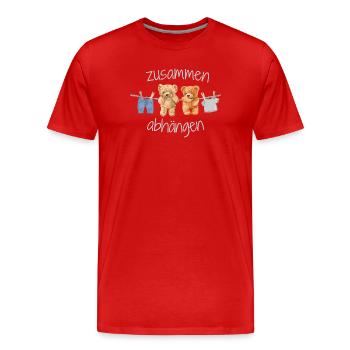 Zusammen Abhängen Kuscheltiere Teddybär Freunde - Männer Premium Bio T-Shirt - Rot - Vorne - Damien (186cm)