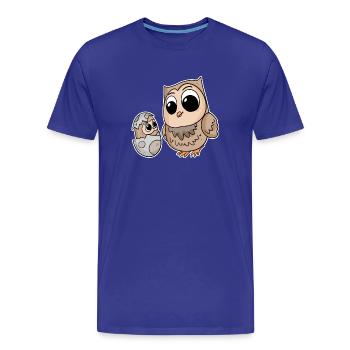 Famille Hibou - Hibou avec bébé - Motif Hibou - T-shirt bio Premium Homme - bleu roi - Devant - Damien (186cm)