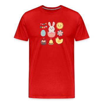 Lapin pastel et œufs décoratifs - T-shirt bio Premium Homme - rouge - Devant - Damien (186cm)