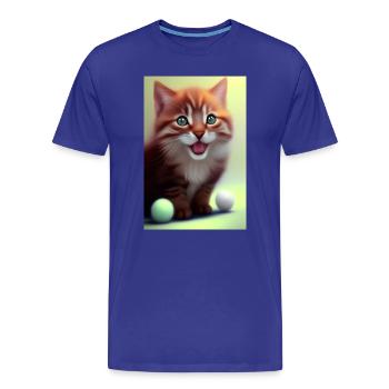 Petit bébé chat mignon - T-shirt bio Premium Homme - bleu roi - Devant - Damien (186cm)