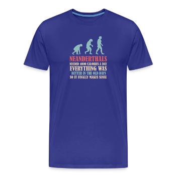 Néandertalien Anthropologue préhistorique - T-shirt bio Premium Homme - bleu roi - Devant - Damien (186cm)