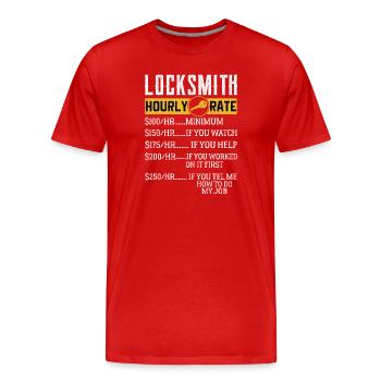 Serrurier Tarifs horaires Serrurier - T-shirt bio Premium Homme - rouge - Devant - Damien (186cm)