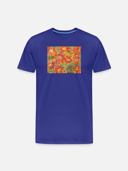 Lebendige Blumenwiese im Impressionstil - Männer Premium Bio T-Shirt - Königsblau