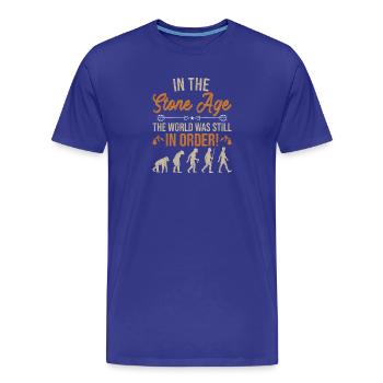 In der Steinzeit war die Welt noch in Ordnung - Männer Premium Bio T-Shirt - Königsblau - Vorne - Damien (186cm)