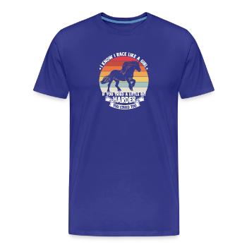I know I run like a girl horse design - Men's Premium Organic T-Shirt - royal blue - Front - Damien (186cm)