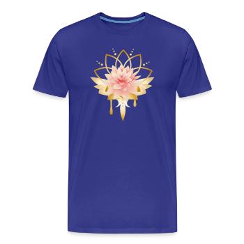 Lotus flower with golden blossom symbol - Men's Premium Organic T-Shirt - royal blue - Front - Damien (186cm)