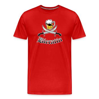 Bier & Piratin = Bieratin - Männer Premium Bio T-Shirt - Rot - Vorne - Damien (186cm)