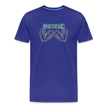 Muscles above all, no pain no gain! - Men's Premium Organic T-Shirt - royal blue - Front - Damien (186cm)