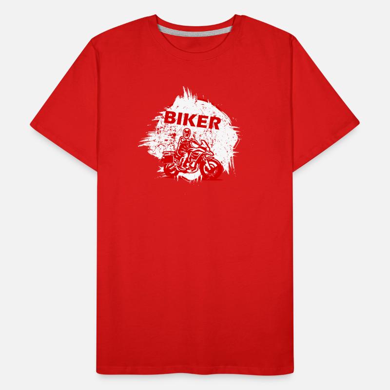 Red Biker Motorcycle Splash Effect Men's Premium Organic T-Shirt