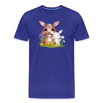 niedliche Hasen Freundschaft im Frühling - Männer Premium Bio T-Shirt - Königsblau - Vorne - Damien (186cm)